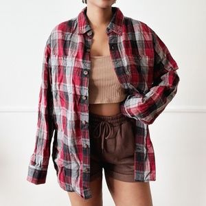 oversized red flannel shirt